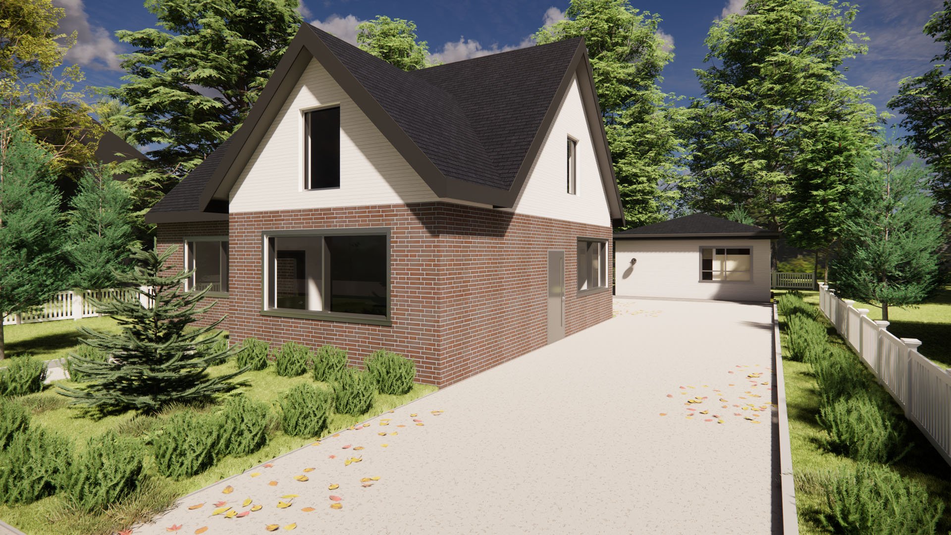 Detached accessible two car garage exterior rendering