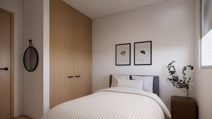 Attached two car garage interior rendering