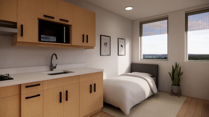 Detached one car garage interior rendering