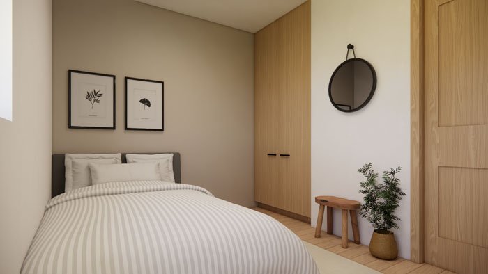 Detached two car garage interior rendering