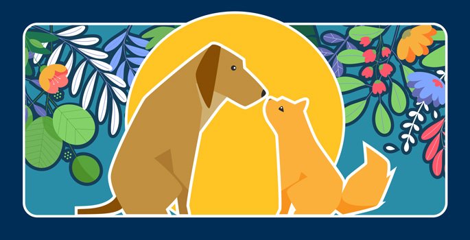 Cartoon image of dog and cat