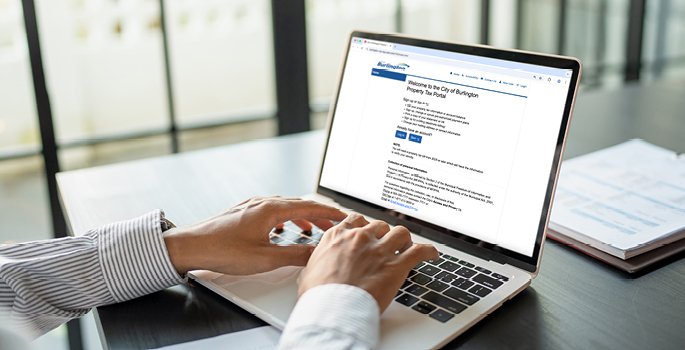Burlington launches Property Tax Portal image of laptop screen