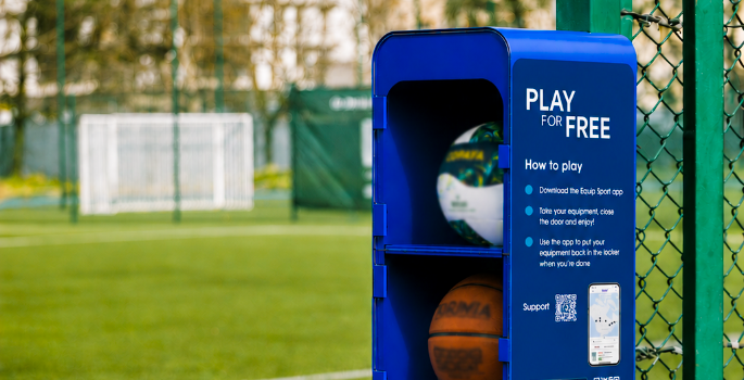 Blue sport locker in Burlington park
