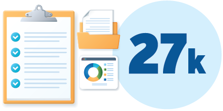 Residents downloaded more than 27,000 documents to stay informed about community projects Group of documents and file folders
