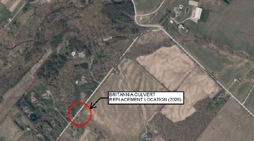 Aerial view of Britannia Road culvert location