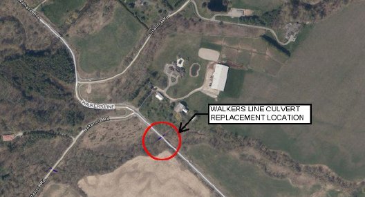 Aerial view of Walkers Line culvert location