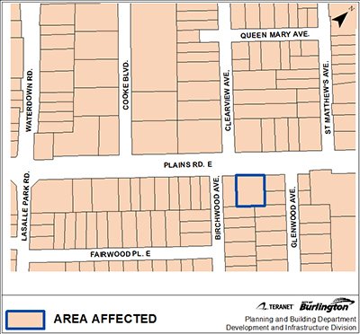Development ward map of 92 Plains Rd E