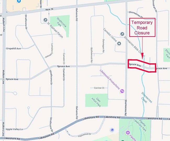 Spruce Avenue Closure Map