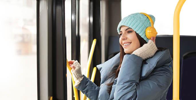 Girl on a bus