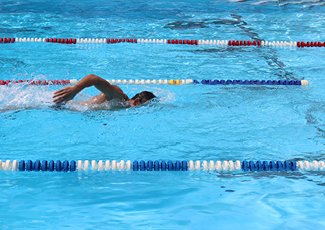 People swimming at recreational drop-in lap swim.