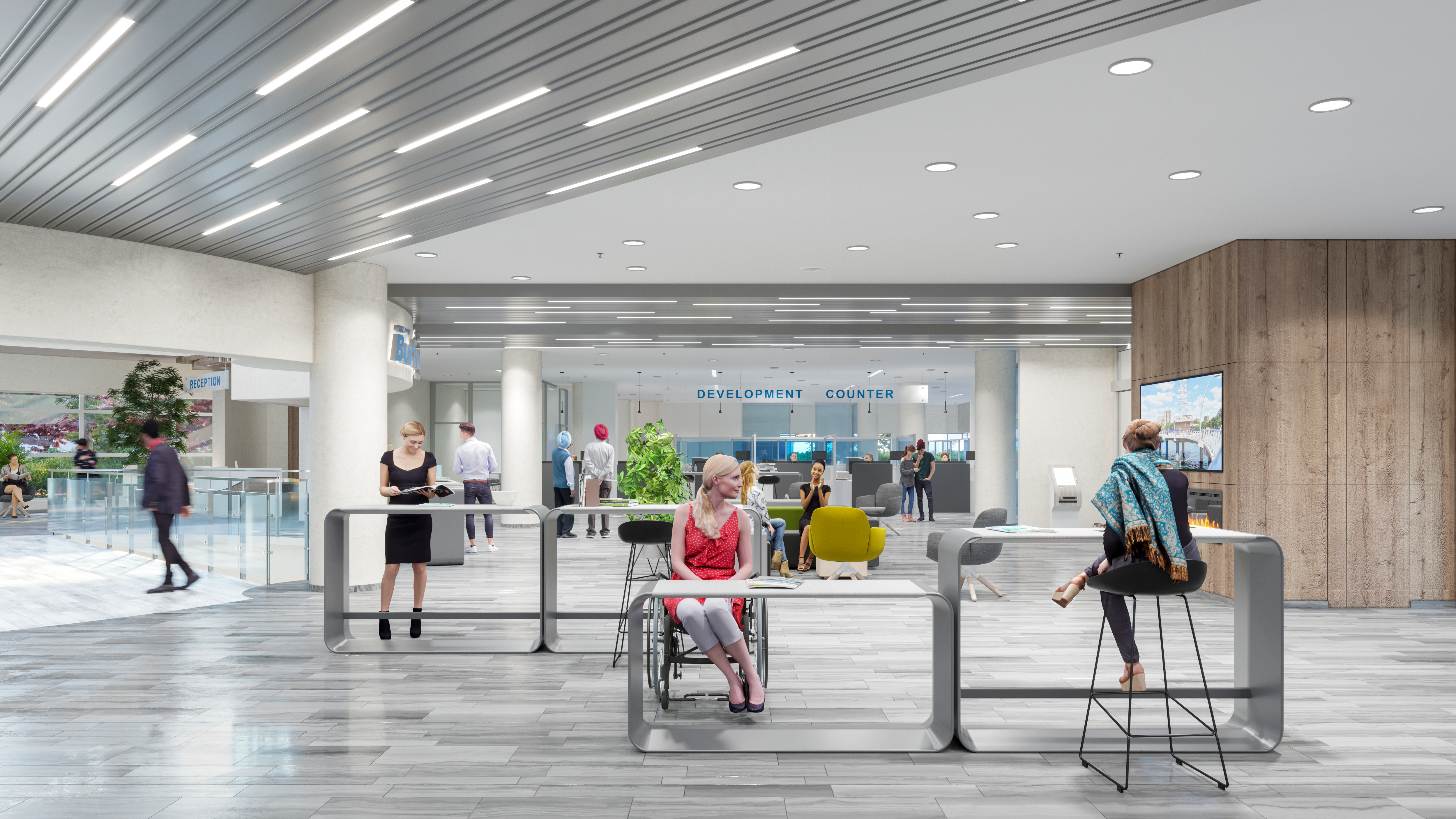 Burlington City Hall Modernization Project: Artistic rendering of main floo